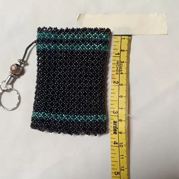 Hand Crafted  Beaded 3 1/2" Money-CC Holder Key Chain - Picture 6 of 6